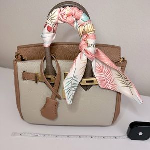 Designer Inspired Mini Birkin Bag- two tones tan and brown